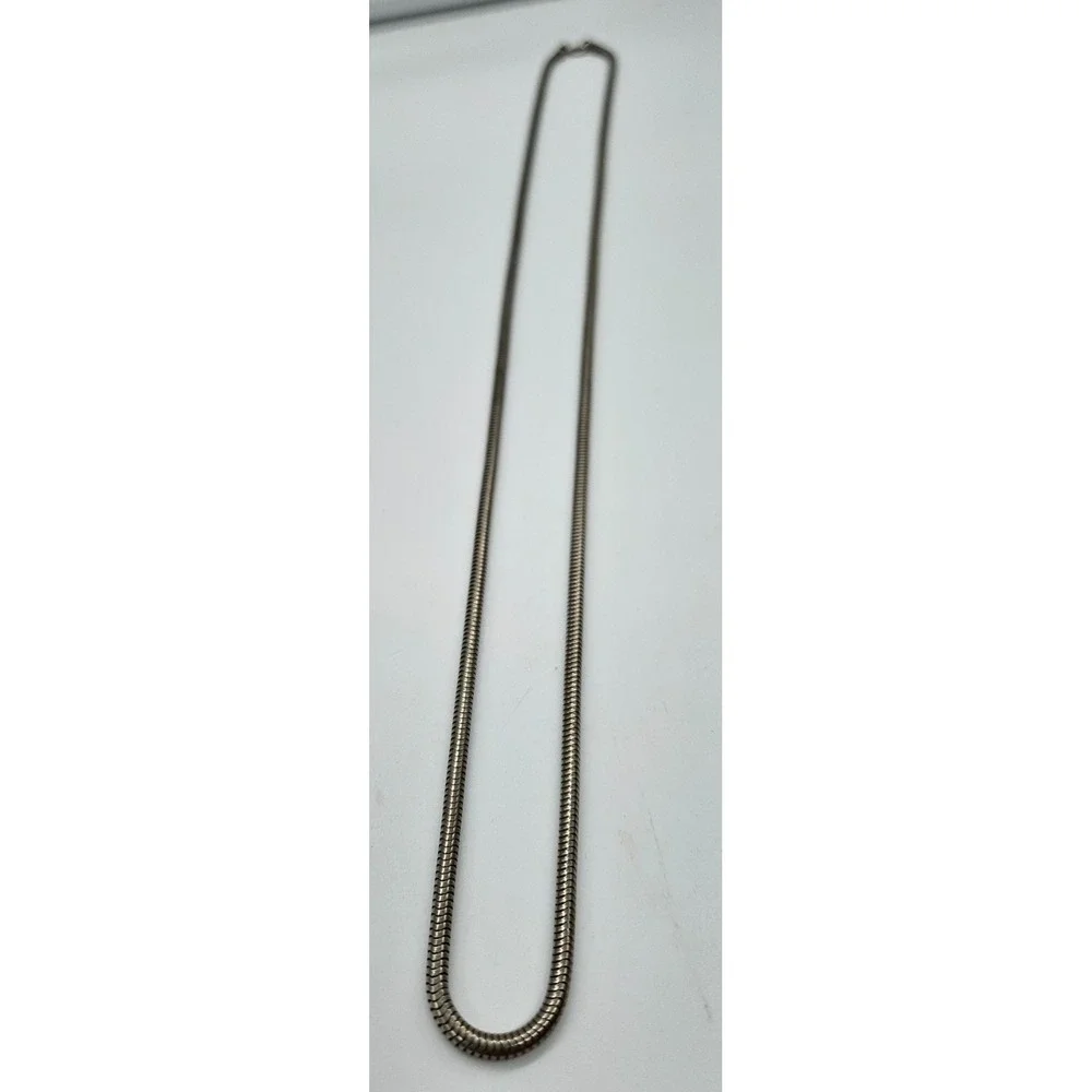 Silver Tone Snake Chain Necklace Unisex Long Minimalist Jewelry‎